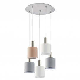 77-8931 SE21-NM-4-5BL-SH123 ADEPT FLEX Nickel Matt Pendant White, Grey, Brown Fabric Shade
