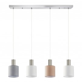 77-8932 SE21-NM-4-4BL-SH123 ADEPT FLEX Nickel Matt Pendant White, Grey, Brown Fabric Shade