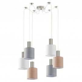 77-8933 SE21-NM-4-BL6-SH12 ADEPT FLEX Nickel Matt Pendant White, Grey, Brown Fabric Shade