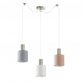 77-8934 SE21-NM-4-BL3-SH12 ADEPT FLEX Nickel Matt Pendant White, Grey, Brown Fabric Shade