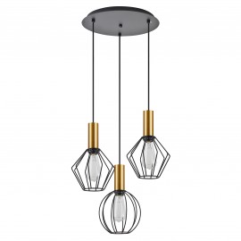 77-8935 SE21-GM-4-3BL-GR12 ADEPT FLEX Gold Matt Pendant Black Metal Grid