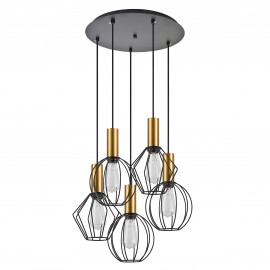 77-8936 SE21-GM-4-5BL-GR12 ADEPT FLEX Gold Matt Pendant Black Metal Grid