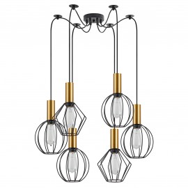 77-8938 SE21-GM-4-BL6-GR12 ADEPT FLEX Gold Matt Pendant Black Metal Grid