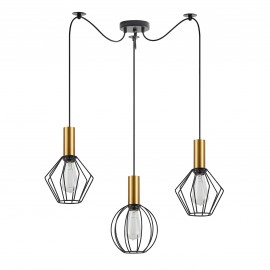 77-8939 SE21-GM-4-BL3-GR12 ADEPT FLEX Gold Matt Pendant Black Metal Grid