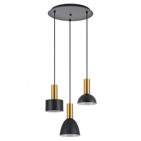 77-8940 SE21-GM-4-3BL-MS123 ADEPT FLEX Gold Matt Pendant Black Metal Shade