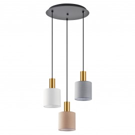 77-8945 SE21-GM-4-3BL-SH123 ADEPT FLEX Gold Matt Pendant White, Grey, Brown Fabric Shade