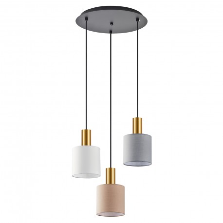 77-8945 SE21-GM-4-3BL-SH123 ADEPT FLEX Gold Matt Pendant White, Grey, Brown Fabric Shade
