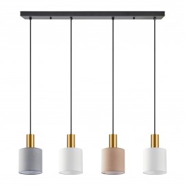 77-8947 SE21-GM-4-4BL-SH123 ADEPT FLEX Gold Matt Pendant White, Grey, Brown Fabric Shade
