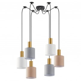 77-8948 SE21-GM-4-BL6-SH12 ADEPT FLEX Gold Matt Pendant White, Grey, Brown Fabric Shade
