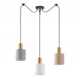 77-8949 SE21-GM-4-BL3-SH12 ADEPT FLEX Gold Matt Pendant White, Grey, Brown Fabric Shade