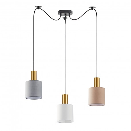 77-8949 SE21-GM-4-BL3-SH12 ADEPT FLEX Gold Matt Pendant White, Grey, Brown Fabric Shade