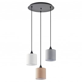 77-8960 SE21-BL-B10-3BL-SH123 ADEPT FLEX White, Grey, Brown Fabric Shade Pendant