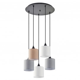 77-8961 SE21-BL-B10-5BL-SH123 ADEPT FLEX White, Grey, Brown Fabric Shade Pendant