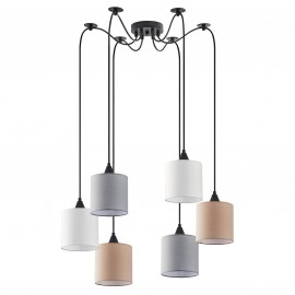 77-8963 SE21-BL-B10-BL6-SH12 ADEPT FLEX White, Grey, Brown Fabric Shade Pendant