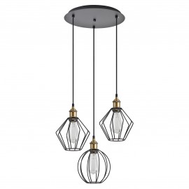 77-8965 SE21-BR-10-3BL-GR12 MAGNUM FLEX Bronze Metal Pendant Black Metal Grid