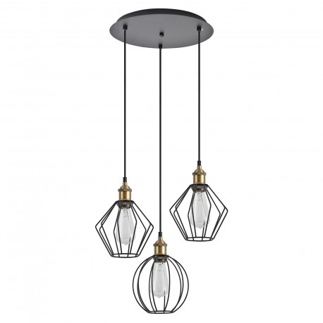 77-8965 SE21-BR-10-3BL-GR12 MAGNUM FLEX Bronze Metal Pendant Black Metal Grid