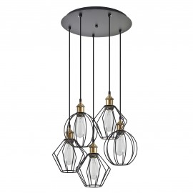 77-8966 SE21-BR-10-5BL-GR12 MAGNUM FLEX Bronze Metal Pendant Black Metal Grid