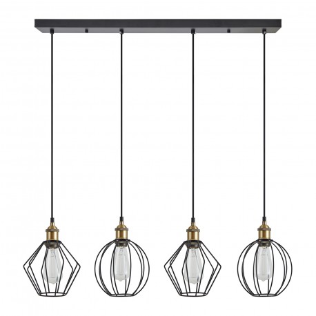 77-8967 SE21-BR-10-4BL-GR12 MAGNUM FLEX Bronze Metal Pendant Black Metal Grid