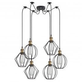 77-8968 SE21-BR-10-BL6-GR12 MAGNUM FLEX Bronze Metal Pendant Black Metal Grid