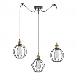 77-8969 SE21-BR-10-BL3-GR12 MAGNUM FLEX Bronze Metal Pendant Black Metal Grid