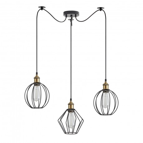 77-8969 SE21-BR-10-BL3-GR12 MAGNUM FLEX Bronze Metal Pendant Black Metal Grid