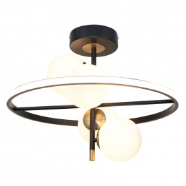6063 InLight Κρεμαστό φωτιστικό LED 20W 3000K και 4XG9 σε μαύρο και χρυσαφί χρώμα D:50cm (6063)