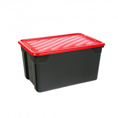HOMEPLAST NAK BOX 67L ΠΛΑΣΤΙΚΟ ΚΟΥΤΙ ΑΠΟΘΗΚΕΥΣΗΣ ΜΑΥΡΟ ΜΕ ΚΟΚΚΙΝΟ ΚΑΠΑΚΙ 60x40x33cm