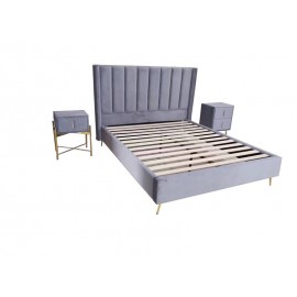 Ε8803,2 PASSION  Κρεβάτι Διπλό για Στρώμα 160x200cm, Ύφασμα Velure Απόχρωση Γκρι