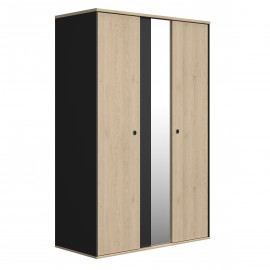 0181.GM80 Duplex Ντουλάπα με 2 πόρτες και καθρέφτη 130x61x200εκ. Black/Natural Chestnut Natural Chestnut/Black Μήκος 130εκ.
Πλάτ