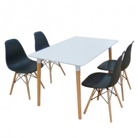 20-9900 Σετ Τραπεζαρίας Loft Black 5τμχ 120Χ80X72εκ.