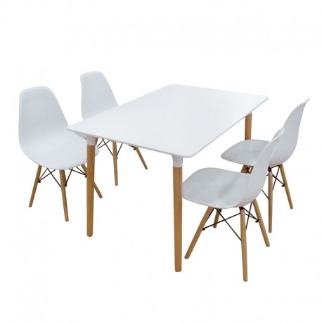 20-9902 Σετ Τραπεζαρίας Loft White 5τμχ 120Χ80X72εκ.