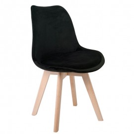 ΕΜ136,24V MARTIN Καρέκλα Οξιά Φυσικό, Ύφασμα Velure Μαύρο, Αμοντάριστη Ταπετσαρία