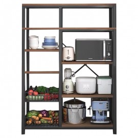 072-000060 Ραφιέρα επιδαπέδια Leena pakoworld μέταλλο dark oak-μαύρο 80x30x142εκ