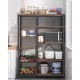 072-000060 Ραφιέρα επιδαπέδια Leena pakoworld μέταλλο dark oak-μαύρο 80x30x142εκ