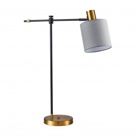 77-8337 SE21-GM-36-SH1 ADEPT TABLE LAMP Gold Matt and Black Metal Table Lamp Grey Shade+