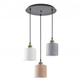 77-9030 SE21-BR-10-3BL-SH123 MAGNUM FLEX White, Grey,Brown Shade Pendant +