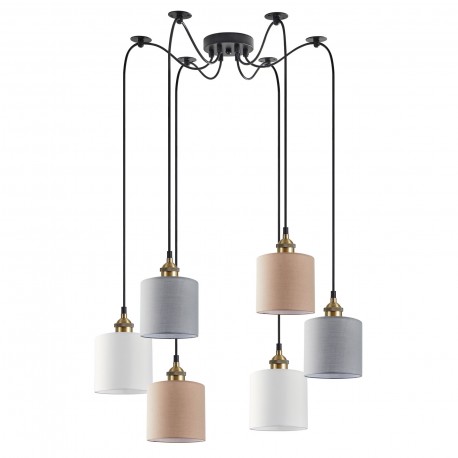 77-9031 SE21-BR-10-6BL-SH123 MAGNUM FLEX White, Grey, Brown Shade Pendant+