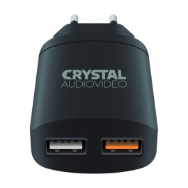 381208 CRYSTAL AUDIO QP2-3 QC3.0 port 3.5-6.5V 3A, 6.5-9V 2A,9V-12V 1.5A Dual USB Wall Charger