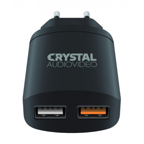 381208 CRYSTAL AUDIO QP2-3 QC3.0 port 3.5-6.5V 3A, 6.5-9V 2A,9V-12V 1.5A Dual USB Wall Charger