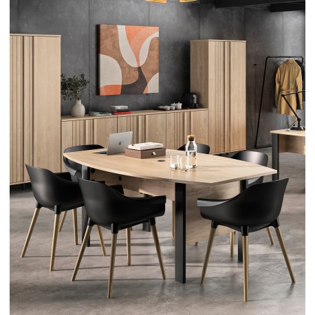 0021.GM87 Faro τραπέζι meeting τύπου -barrel- 200x100x76εκ. Blond Oak / Black  Blond Oak / Black  200x100εκ. Ύψος : 76εκ.