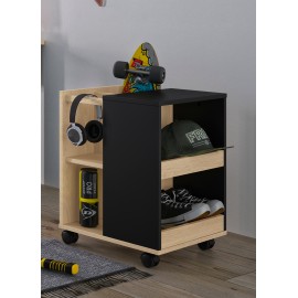 0181.GM06 Duplex ντουλάπι αποθήκευσης με ροδάκια 45x60x45εκ.  Black / Natural Chestnut