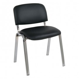 ΕΟ550,11W SIGMA Καρέκλα Στοιβαζόμενη Γραφείου Επισκέπτη, Χρώμιο, PVC Μαύρο