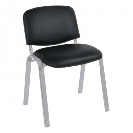 ΕΟ550,12W SIGMA Καρέκλα Στοιβαζόμενη Γραφείου Επισκέπτη, Μέταλλο Βαφή Silver, PVC Μαύρο