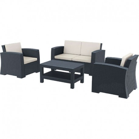 53-0821 MONACO DARK GREY ΣΕΤ 2ΘΕΣ.ΚΑΝΑΠΕ ΜΕ ΜΑΞ. ΠΟΛ/ΝΙΟΥ