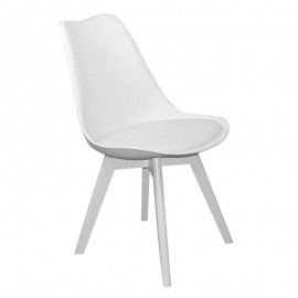 ΕΜ136,140 MARTIN Καρέκλα Ξύλο Άσπρο, PP Άσπρο Μονταρισμένη Ταπετσαρία