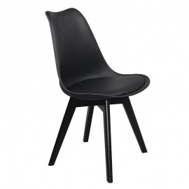 ΕΜ136,240 MARTIN Καρέκλα Ξύλο Μαύρο, PP Μαύρο Μονταρισμένη Ταπετσαρία