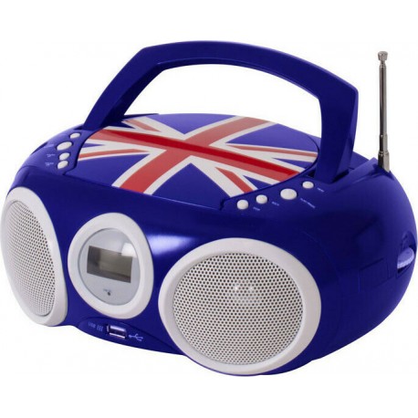 Bigben Interactive Φορητό Ηχοσύστημα CD32 με CD / MP3 / USB / Ραδιόφωνο Great Britain σε Μπλε Χρώμα