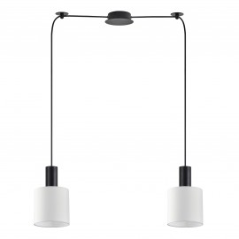 77-8508 SE21-BL-4-BL2-SH1 ADEPT TUBE Black Pendant White Fabric Shade+