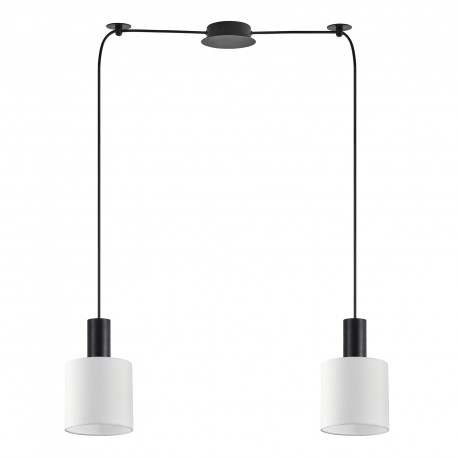 77-8508 SE21-BL-4-BL2-SH1 ADEPT TUBE Black Pendant White Fabric Shade+