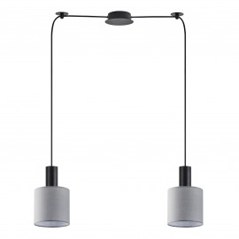 77-8515 SE21-BL-4-BL2-SH2 ADEPT TUBE Black Pendant Grey Fabric Shade+